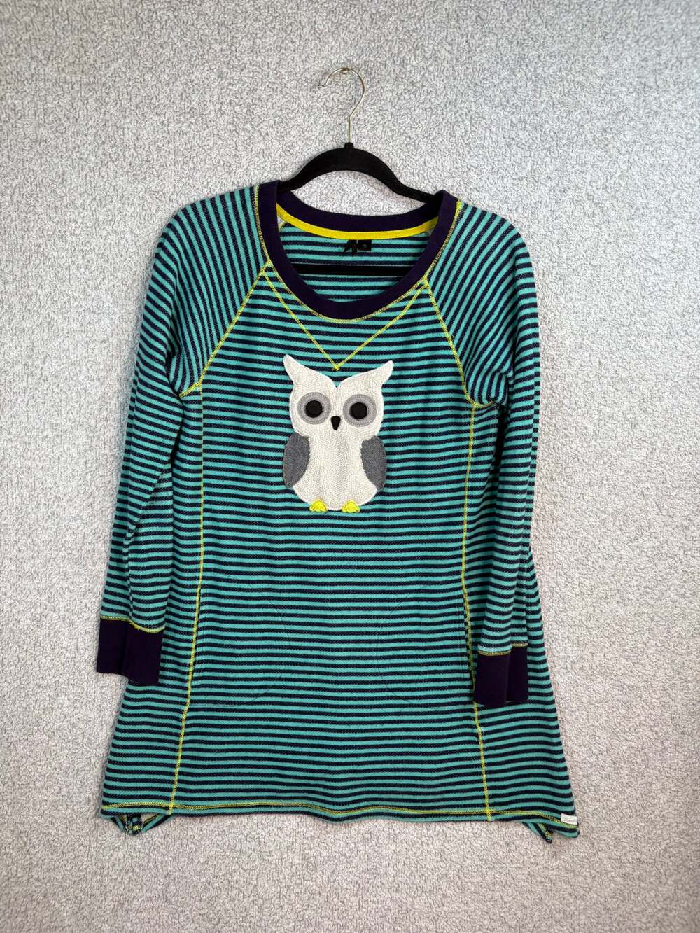 Kenzie L Owl Applique Striped Tunic Whimsical TeacherCore Top